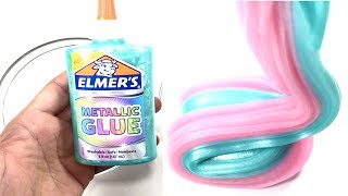 Testing Elmer39s New Metallic Glue Slime Slime With Magical Liquid DIY Slime With Glue No Borax