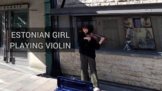 Estonian Girl Playing Violin in Tallinn