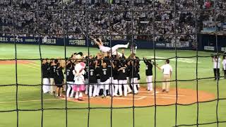 井口選手引退セレモニー胴上げ