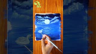 How to paint Moonlight night scenery | acrylic painting #shorts