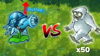 PVZ Fusion Challenge! Buffed Super Ice Gatling Pea VS 50 Zombies - Who Will Win?