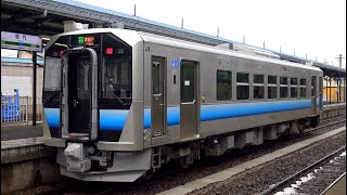 【4K】【新型】JR五能線GV-E400系電気式気動車(小松製作所DMF15HZD-G)(三菱ハイブリッドSiC-VVVF)到着・発車シーン集 能代駅にて 2021.2