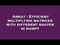 Array : Efficient multiplying matrices with different shapes in numpy