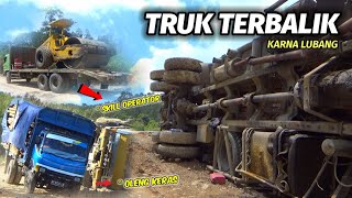 JALAN INI MEMAKAN KORBAN LAGI | TRUK LOGGING TUMBANG SAAT MENURUN