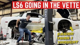 Sticking The ENGINE Back In My CHEAP Corvette *Easier Than I Expected*