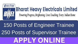 BHEL ||Engineer || Supervisor Trainee Recruitment 2025 || Eligibility Degree /Diploma | Apply online