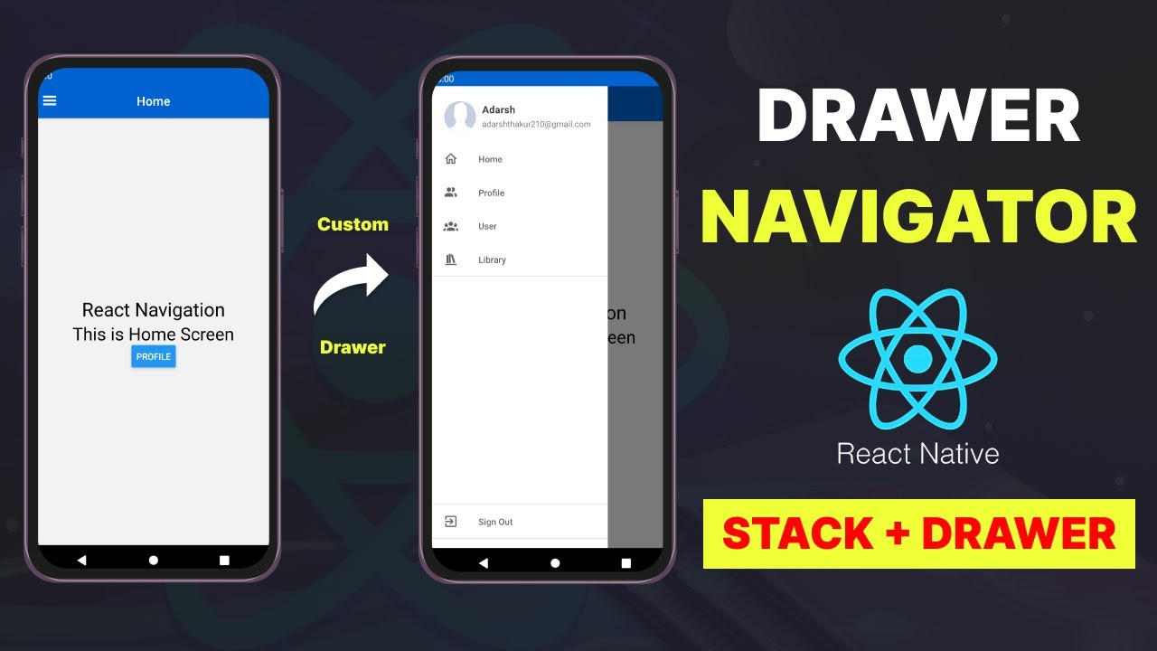 5 Drawer Navigation In React Native React Native Tutorial React