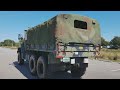 military truck driving bmy harsco m939a2 1990 drone flying around jarek in clearwater florida usa