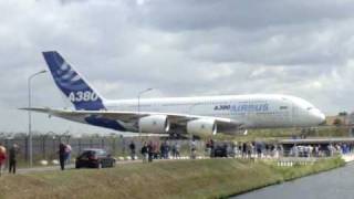 Airbus A380, first landing at Schiphol Airport (EHAM). The Netherlands.