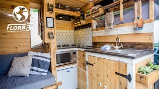 DIY VAN CONVERSION with INDOOR & OUTDOOR SHOWER has everything a MICRO HOME needs