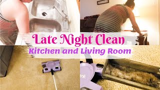 Late Night Clean With Me | Kitchen And Living Room Cleaning Motivation