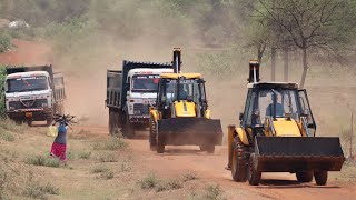 Old Kirloskar JCB Backhoe with New JCB 3dx Eco Loading Tata Truck in Front Loader