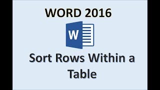 Word 2016 - Sorting Table Rows & Columns - How to Sort Tables Row & Column in Ascending Order in MS