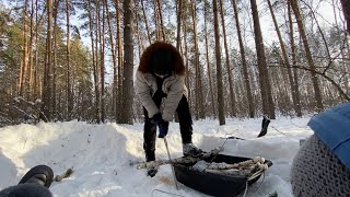 Winter camp with family in Qyzyljar