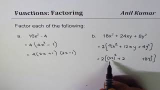 18x^2 + 24xy + 8y^2 Group and Difference of Square Factoring