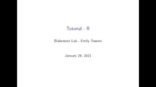 Tutorial - R for Beginners