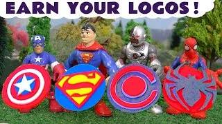 Spiderman and Superman superheroes earn their Play Doh Logos - Toy stories for kids TT4U