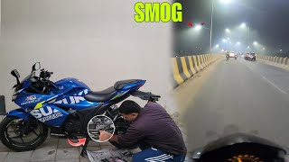 Next Ride k liy bike ready 😎||Fog nahi smog hai yeh 😶‍🌫️|| #motovlog #vlog #chaincleaning