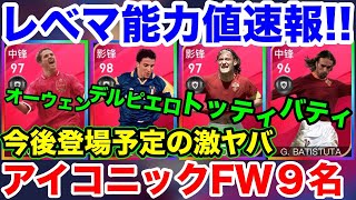 今後登場予定のアイコニックFW9名レベマ能力値速報！これぞぶっ壊れ。【ウイイレアプリ2020】