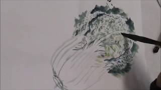 白菜画法，How to paint Chinese cabbage.