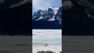 A winter wonderland, frozen in time #icelake #lakelouise #banffnationalpark #albertacanada #shorts