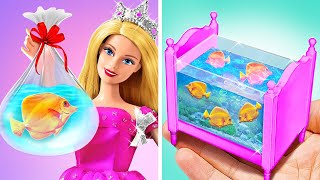 バービーミニチュアアクアリウム 🐟 *素晴らしいピンクのバービードリームハウスの作り方*