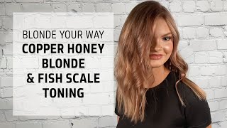 Iridescent Copper Honey Blonde Coloring \u0026 Toning Service | Blonde Your Way | Goldwell Education Plus