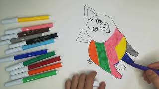 Coloring a Pig [Children's Coloring]