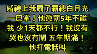 婚禮上我扇了霸總白月光一巴掌！他懲罰5年不碰我 少1天都不行！我沒有哭也沒有鬧 五年期滿！他打電話叫