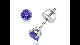 Gemstone Jewelry by Angara| Basket-Set Round Tanzanite Studs | Angara Jewelry | Angara.com