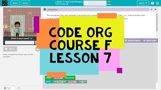 Code.org Course F Lesson 7 Text and Prompts - Express Course Lesson 24 - Code Org Lesson 7 Answers