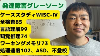 【ケーススタディ】WISC-Ⅳ全検査  85 言語理解  99 知覚推理  74ワーキングメモリ  73処理速度  102、ASD、不登校、発達障害グレーゾーン