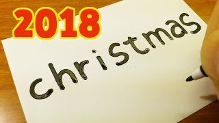 How to draw Christmas using how to turn words into a cartoon - doodle art