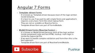 Angular 7 Tutorial - video 25 - Model driven Forms and Template Driven forms