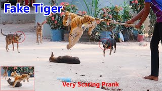 Wow !! Top Scaring Prank FAKE TIGER VS SLEEPING DOG - Super Funniest , How can stop Laugh