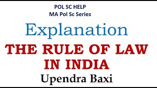 THE RULE OF LAW IN INDIA: MA Political Science