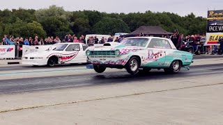 '65 Plymouth Valiant 358cid vs 1000+hp Oldsmobile Cutlass 1/4 mile drag race