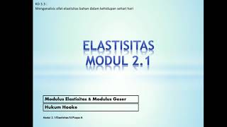 Elastisitas 1 : Modulus Elastisitas, Modulus Geser dan Hukum Hooke