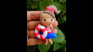 Aplique Niña marinera en porcelana fria/CLAY DOLL/DIY/APLIQUE