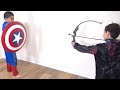 Troy and Izaak Pretend Play with Captain America Legends Series Shield