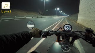 Night Ride on a foggy highway to Lo fi Beats