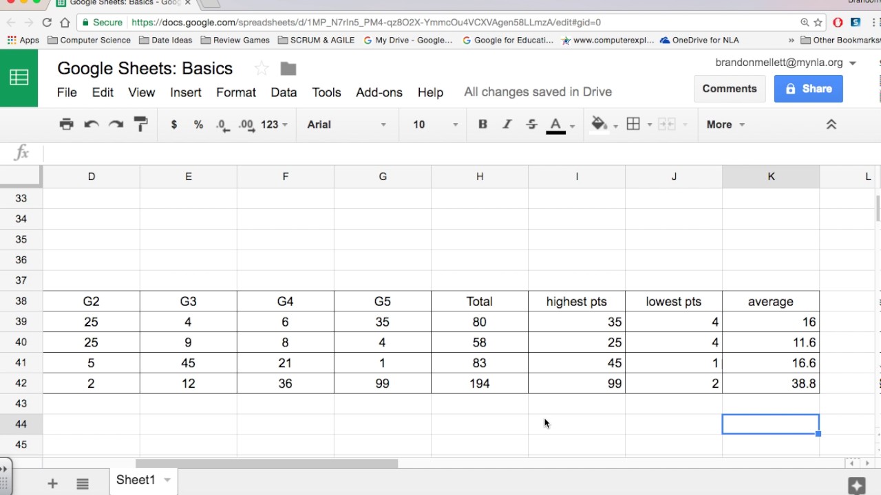 Intermediate Technology Google Sheets Basics Part 2 Youtube