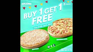 ប្រូម៉ូសិនពិសេស ទិញ1 ថែម1 ពី Papa Johns និង Nham24 ទៅលើភីហ្សាដែលលក់ដាច់បំផុត