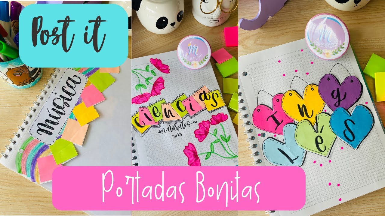 PORTADAS BONITAS CON POST IT - Marca Tus Cuadernos - YouTube