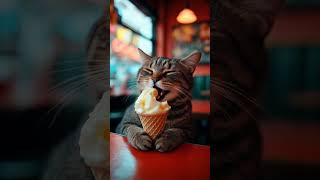 Cat Enjoying Its Ice-cream 😋🥰 !  #shortsfeed #aicat  #funnyvideo