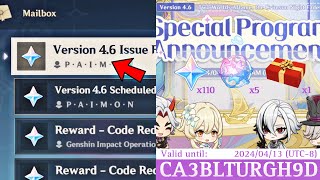 ✅OFFICIAL!! REDEEM CODES for 410 PRIMOGEMS And 4.6 LIVESTREAM DATE – Genshin Impact