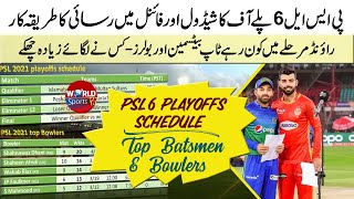 PSL 6 playoff schedule | PSL 6 playoff teams | Top batsmen & bowlers of PSL 2021