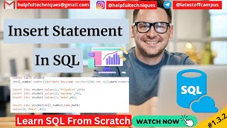 1.3.2 SQL Insert Statement | SQL DML Statements | Insert Multiple Records At A Time | SQL Tutorial.