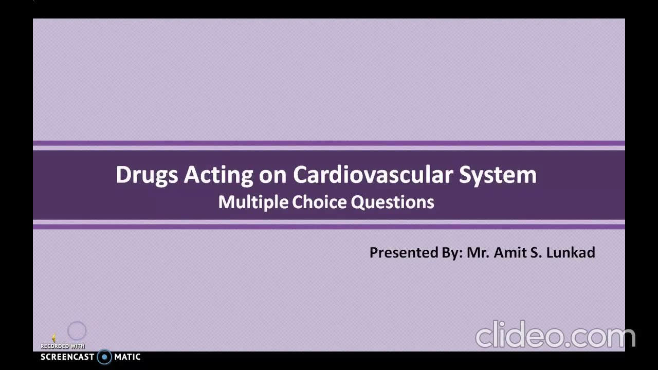 MCQs: Drugs Acting On Cardiovascular System (CVS) - YouTube