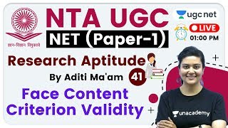 NTA UGC NET 2020 (Paper-1) | Research Aptitude by Aditi Ma'am | Face Content Criterion Validity